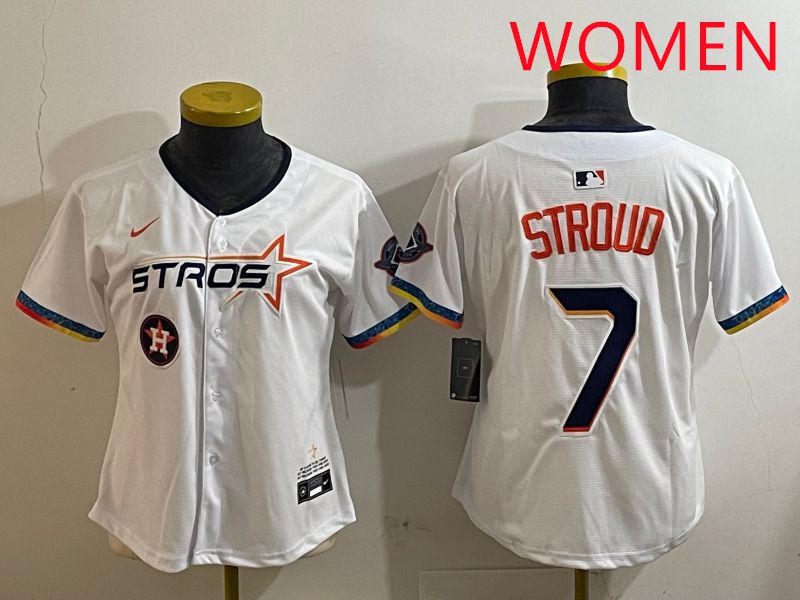 Women Houston Astros #7 Stroud White Fourth generation Joint Name Nike 2025 MLB Jersey style 11->women mlb jersey->Women Jersey